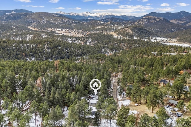 aerial view with a mountain view