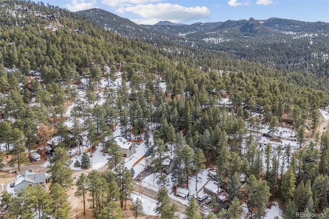 drone / aerial view with a mountain view