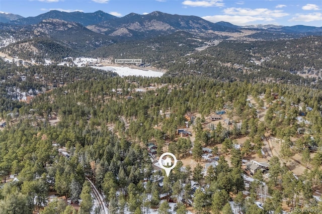 aerial view with a mountain view