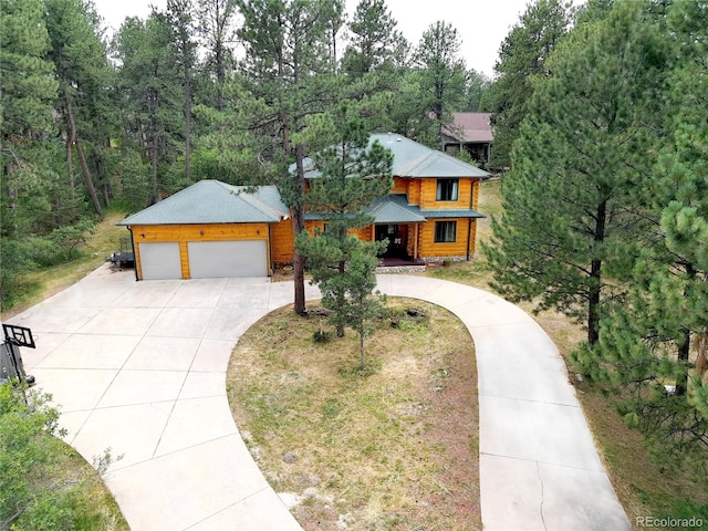 view of front of house with a garage