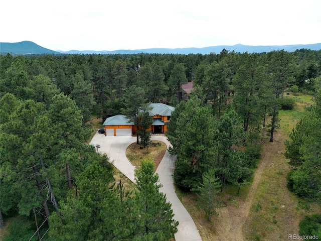 bird's eye view with a mountain view