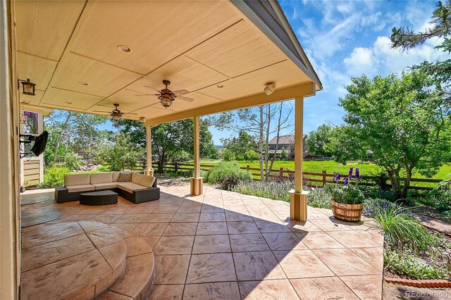16500 Hitching Post Cir, Parker, CO 80134 - view of patio / terrace featuring an outdoor living space and ceiling fan
