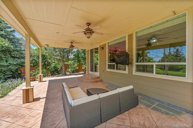 16500 Hitching Post Cir, Parker, CO 80134 - view of patio / terrace with ceiling fan and an outdoor living space