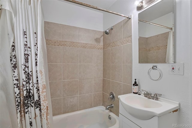 2955 N Gilpin St, Denver, CO 80205 - bathroom with shower / bath combo with shower curtain and vanity