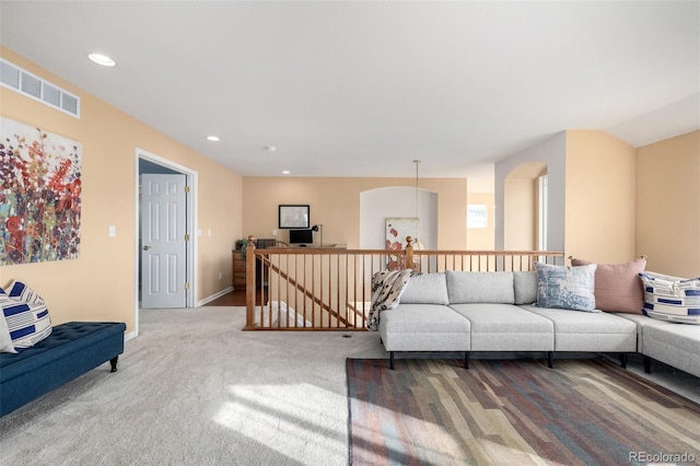 living room featuring carpet floors