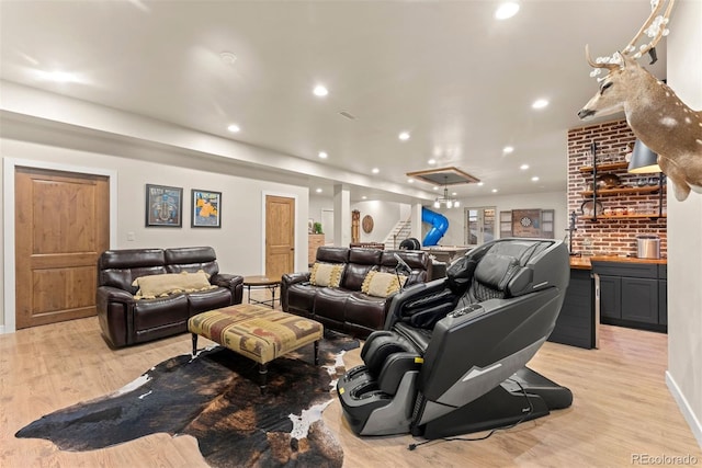 living room featuring light hardwood / wood-style flooring