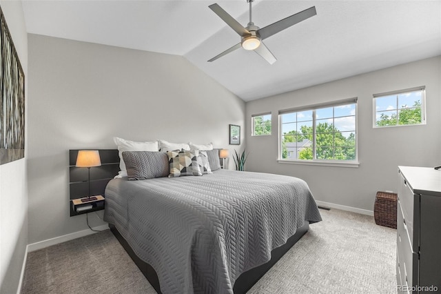 2528 Concord Cir, Lafayette, CO 80026 - carpeted bedroom featuring lofted ceiling and a ceiling fan