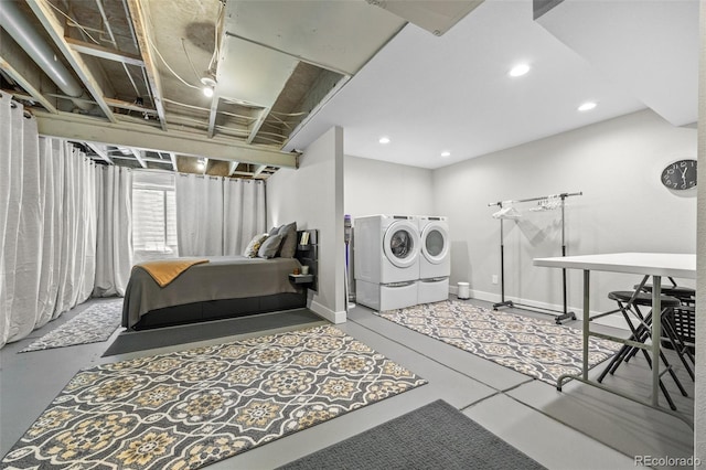 2528 Concord Cir, Lafayette, CO 80026 - laundry room with washing machine and dryer and recessed lighting