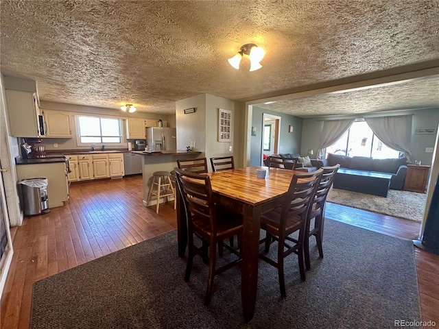 98 Baylor Dr, Buena Vista, CO 81211 - dining space with a textured ceiling and dark wood-style flooring