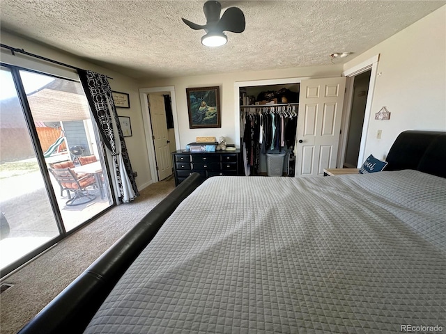 98 Baylor Dr, Buena Vista, CO 81211 - carpeted bedroom featuring a textured ceiling, access to exterior, and a closet