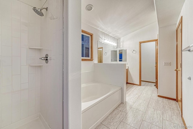 1838 Mountain Daisy Ct, Highlands Ranch, CO 80129 - full bathroom with a bath, a stall shower, and vanity