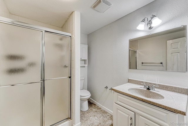 1838 Mountain Daisy Ct, Highlands Ranch, CO 80129 - full bath with toilet, vanity, a shower stall, and baseboards