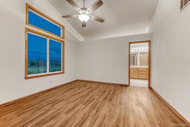 1838 Mountain Daisy Ct, Highlands Ranch, CO 80129 - unfurnished room with light wood-type flooring, a ceiling fan, and baseboards