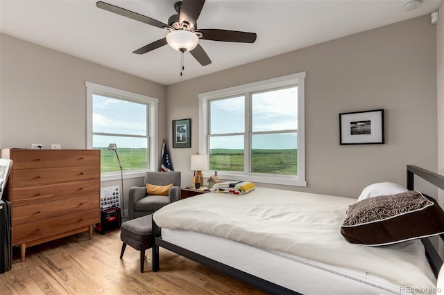 19500 Wedemeyer Rd, Kiowa, CO 80117 - bedroom featuring light wood-style flooring and ceiling fan