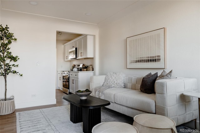 living room with light hardwood / wood-style floors