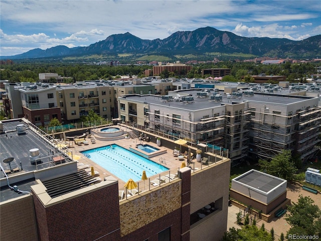 exterior space featuring a mountain view