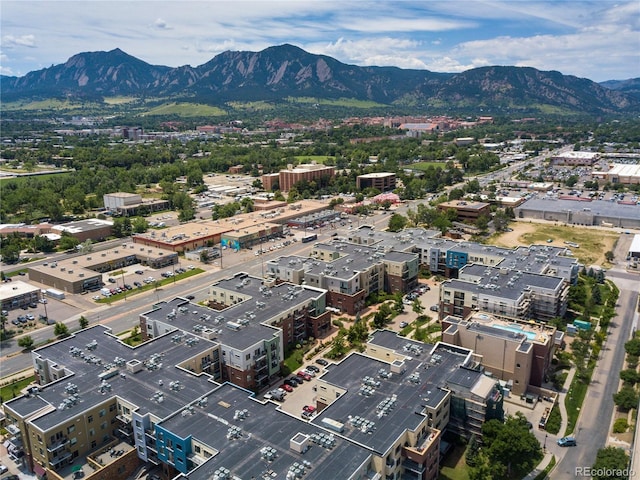 birds eye view of property with a mountain view