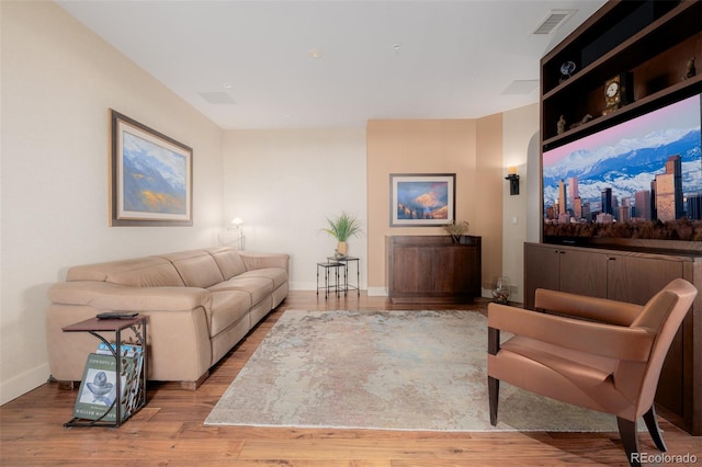 living room featuring light hardwood / wood-style floors