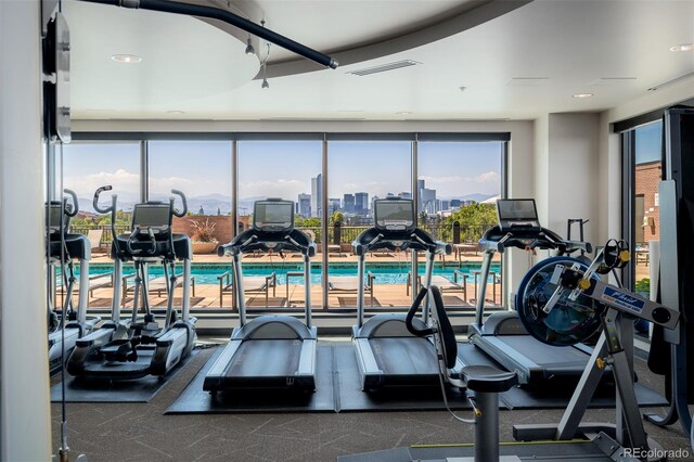 exercise room with a wealth of natural light