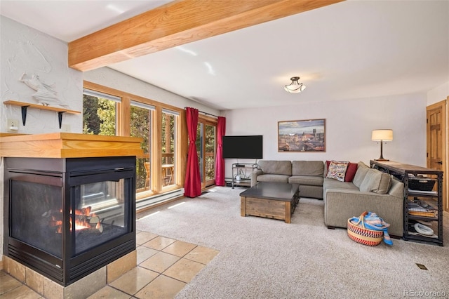 805 Columbine Rd Unit 202, Breckenridge, CO 80424 - living room with a multi sided fireplace and light colored carpet