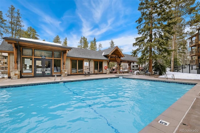805 Columbine Rd Unit 202, Breckenridge, CO 80424 - community pool with a patio and french doors