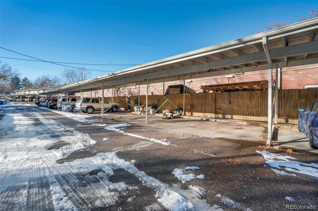 view of car parking featuring a carport