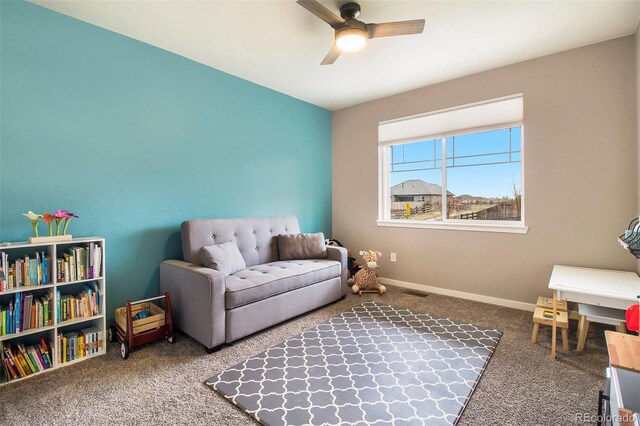 8395 E 132nd Pl, Thornton, CO 80602 - living area with carpet flooring, ceiling fan, and baseboards