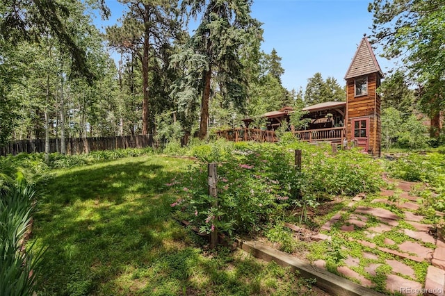 10990 Oehlman Ave, Conifer, CO 80433 - view of yard featuring a deck