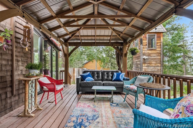10990 Oehlman Ave, Conifer, CO 80433 - wooden deck featuring outdoor lounge area and a gazebo