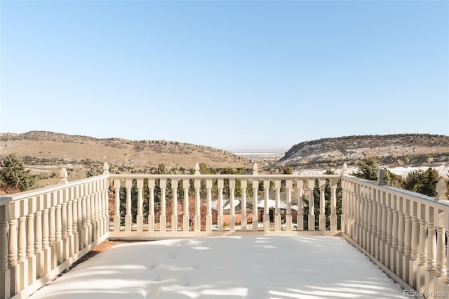 exterior space featuring a mountain view