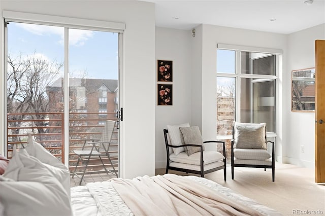 bedroom with carpet and baseboards