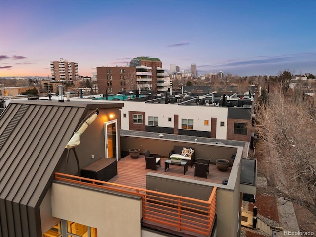 exterior space featuring a view of city and an outdoor hangout area