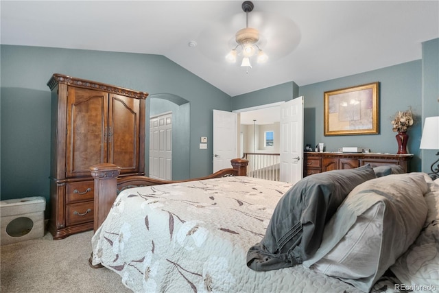 9631 S Dover Way, Littleton, CO 80127 - carpeted bedroom featuring lofted ceiling and ceiling fan