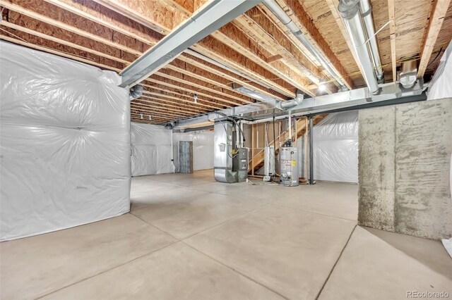 3325 Umber Cir, Castle Rock, CO 80109 - unfinished below grade area with heating unit and gas water heater