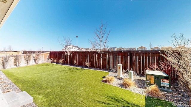 view of yard featuring a fenced backyard