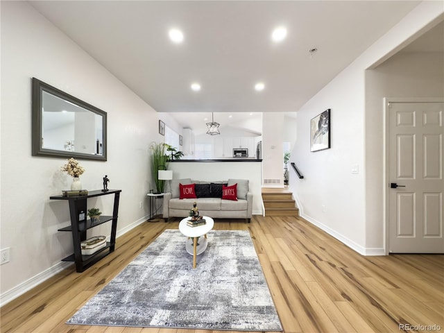 living room with light wood-type flooring