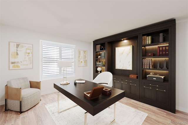 office space featuring light wood-type flooring