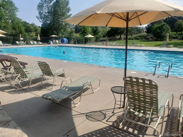 view of pool with a patio area