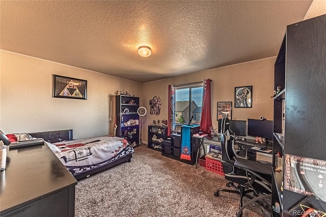 12420 Mount Belford Way, Peyton, CO 80831 - bedroom featuring carpet, an office area, and a textured ceiling