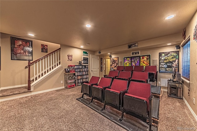 12420 Mount Belford Way, Peyton, CO 80831 - carpeted home theater featuring recessed lighting and baseboards