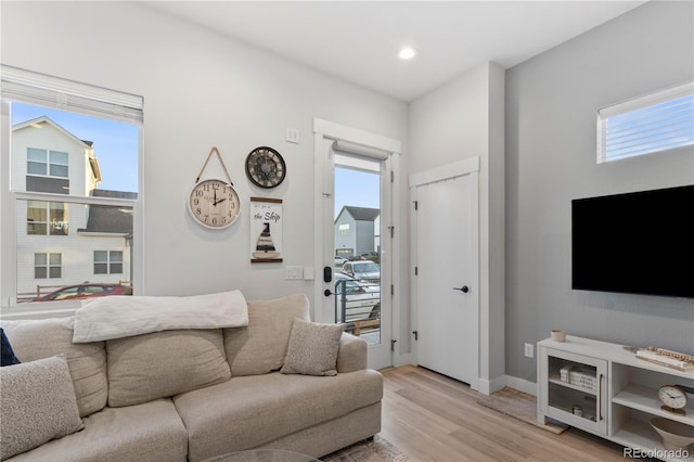 living room featuring light hardwood / wood-style flooring