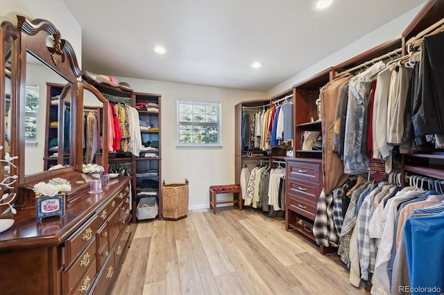 walk in closet featuring light wood-type flooring