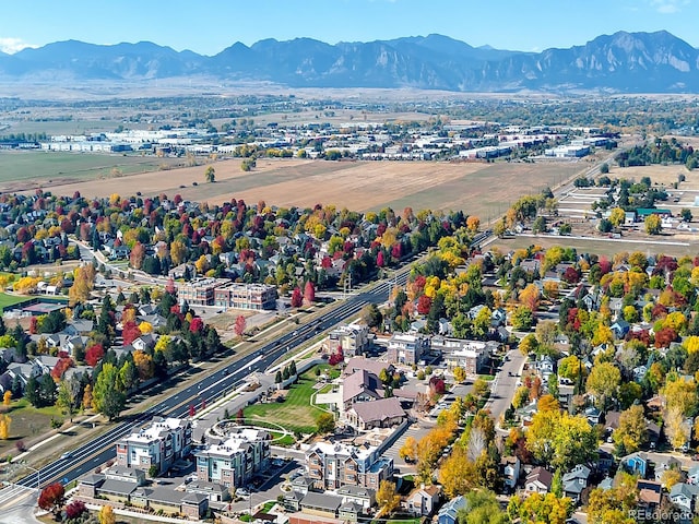 birds eye view of property with a mountain view