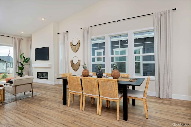 dining space featuring light hardwood / wood-style flooring