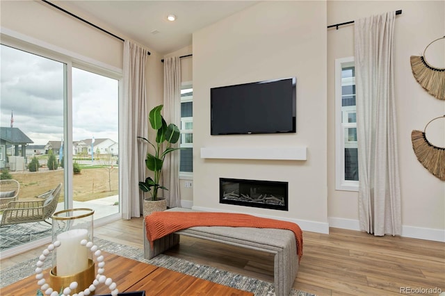 sitting room featuring light wood-type flooring