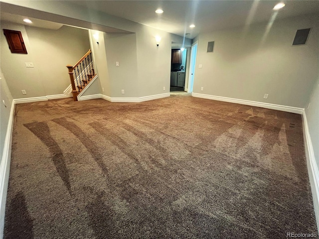 basement featuring carpet floors