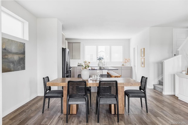 15006 Cast Pebble Cir, Parker, CO 80134 - dining space with stairs and wood finished floors