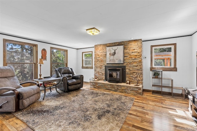 55 Two Moon Rd, Idaho Springs, CO 80452 - living room featuring hardwood / wood-style floors, healthy amount of natural light, and ornamental molding