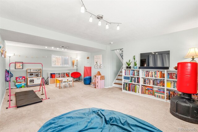 game room featuring carpet and visible vents