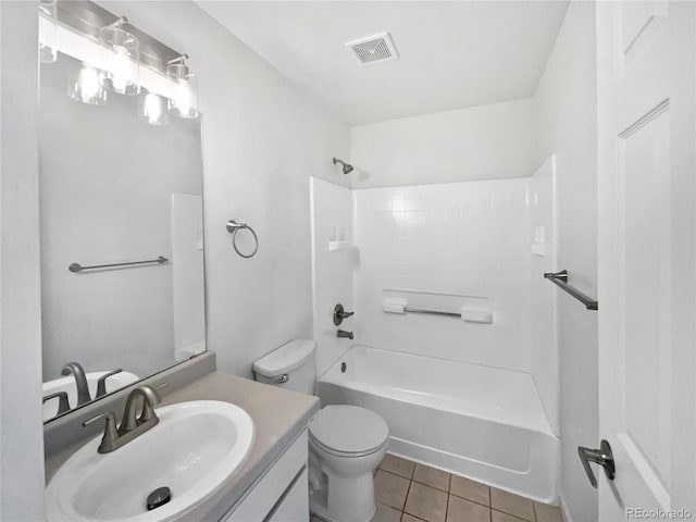 full bathroom featuring tile patterned floors, vanity, toilet, and bathing tub / shower combination